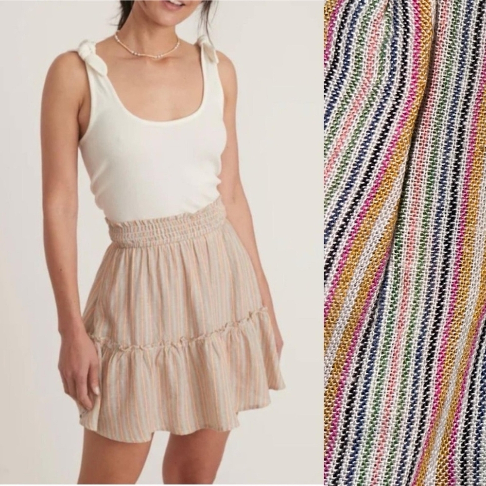 NWT Marine Layer Smocked Mini Skirt Multi Stripe
